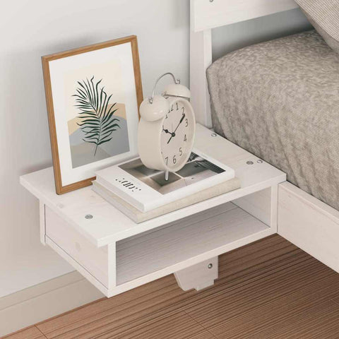vidaXL Bed Frame with Bedside Tables White 75 x 190 cm Solid pine wood