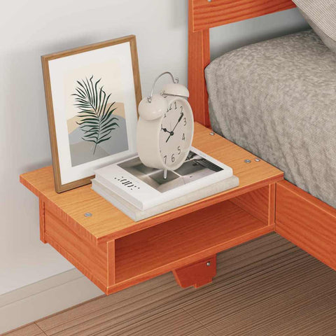 vidaXL Bed Frame with Bedside Tables Wax brown Solid pine wood