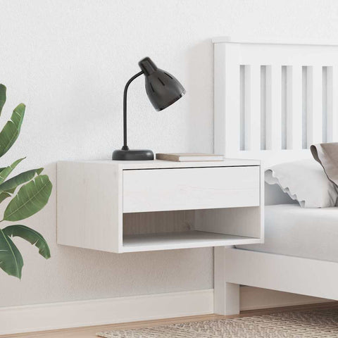 vidaXL Wall-mounted Bedside Table with Drawer Wall-mounted White 50 x 32.5 x 24 cm