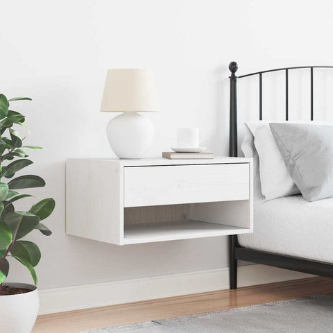 vidaXL Wall-mounted Bedside Table with Drawer Wall-mounted White 50 x 32.5 x 24 cm