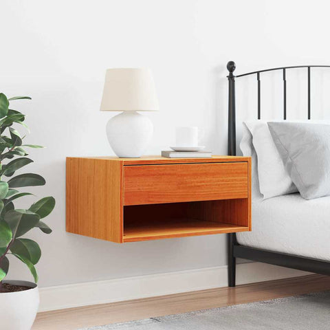 vidaXL Wall-mounted Bedside Table Wax brown 50 x 32.5 x 24 cm