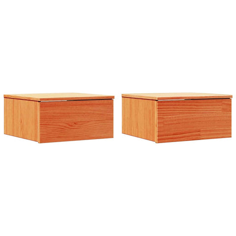 vidaXL Wall-mounted Bedside Table 2 pcs Wax brown 37 x 35 x 18.5 cm
