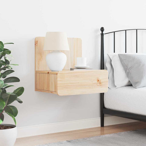 vidaXL Wall-mounted Bedside Table with Drawer Wall-mounted Brown 44 x 32.5 x 40 cm