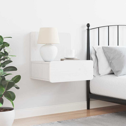 vidaXL Wall-mounted Bedside Table with Drawer Wall-mounted White 44 x 32.5 x 40 cm