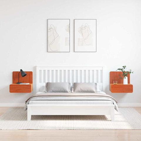 vidaXL Wall-mounted Bedside Table 2 pcs Wax brown 44 x 32.5 x 40 cm