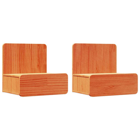 vidaXL Wall-mounted Bedside Table 2 pcs Wax brown 44 x 32.5 x 40 cm