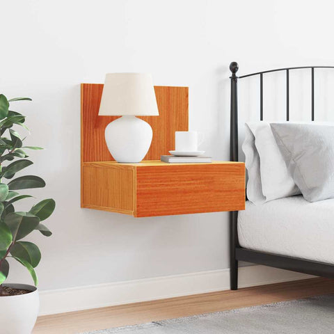 vidaXL Wall-mounted Bedside Table Wax brown 42 x 32.5 x 40 cm