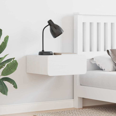 vidaXL Wall-mounted Bedside Table with Drawer Wall-mounted White 39 x 34 x 16.5 cm