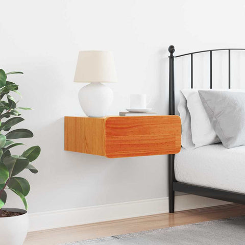 vidaXL Wall-mounted Bedside Table Wax brown 39 x 34 x 16.5 cm