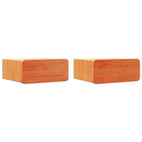 vidaXL Wall-mounted Bedside Table 2 pcs Wax brown 39 x 34 x 16.5 cm