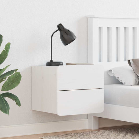 vidaXL Bedside Table with Drawer White 39 x 34 x 33 cm Solid pine wood