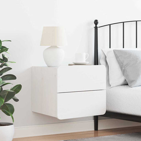 vidaXL Bedside Table with Drawer White 39 x 34 x 33 cm Solid pine wood