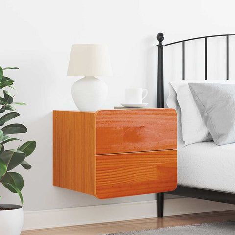 vidaXL Bedside Table Wax brown 39 x 34 x 33 cm Solid pinewood