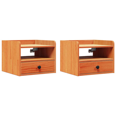 vidaXL Bedside Tables with Drawer Wall-mounted 2 pcs Wax brown 38 x 36 x 29.5 cm