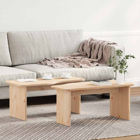 vidaXL Coffee Table 2 pcs Natural Solid pine wood