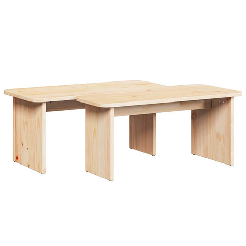 vidaXL Coffee Table 2 pcs Natural Solid pine wood