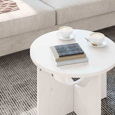 vidaXL Coffee Table White 50 x 50 x 35 cm Solid pine wood