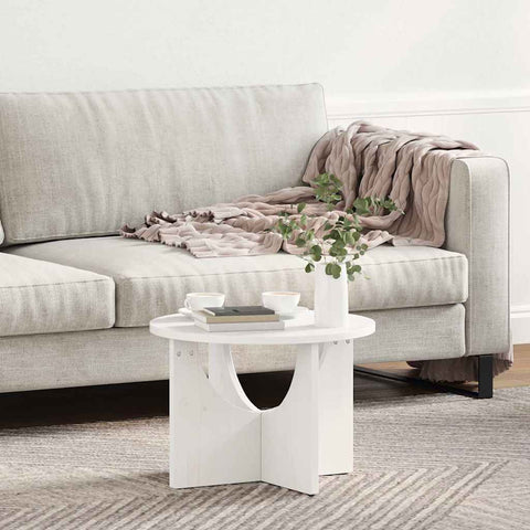 vidaXL Coffee Table White 50 x 50 x 35 cm Solid pine wood