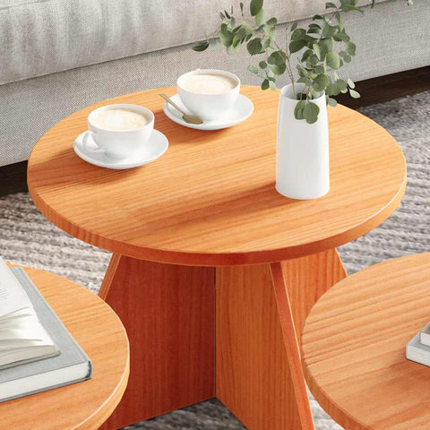 vidaXL Coffee Table 3 pcs Wax brown Solid pine wood