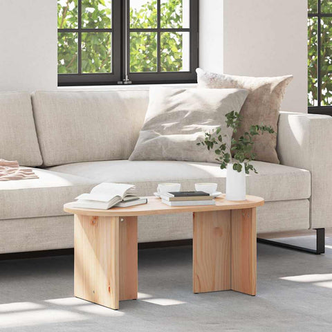 vidaXL Coffee Table Natural 80 x 39.5 x 35 cm Solid pine wood