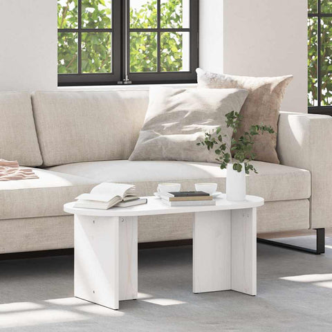 vidaXL Coffee Table White 80 x 39.5 x 35 cm Solid pine wood