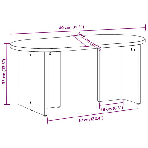 vidaXL Coffee Table White 80 x 39.5 x 35 cm Solid pine wood