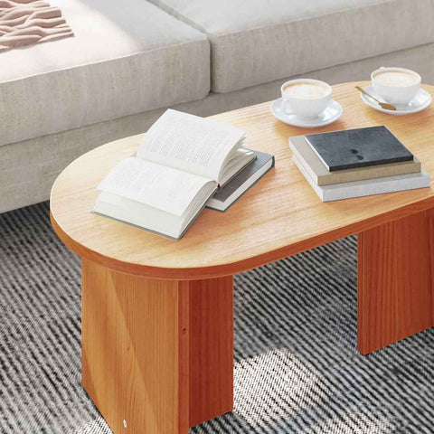 vidaXL Coffee Table Wax brown 80 x 39.5 x 35 cm Solid Pine wood
