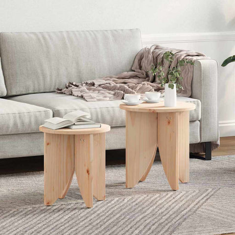vidaXL Coffee Table 2 pcs Natural 41.5 x 41.5 x 44 cm Solid pine wood