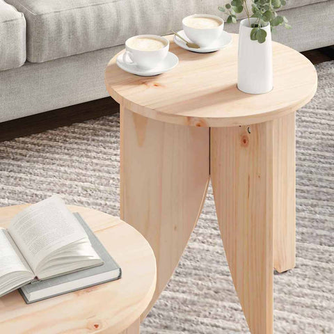 vidaXL Coffee Table 2 pcs Natural 41.5 x 41.5 x 44 cm Solid pine wood
