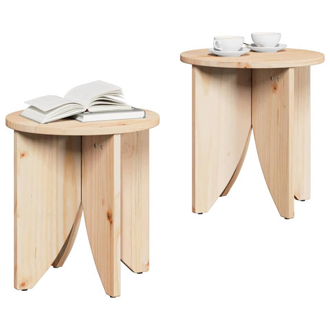 vidaXL Coffee Table 2 pcs Natural 41.5 x 41.5 x 44 cm Solid pine wood