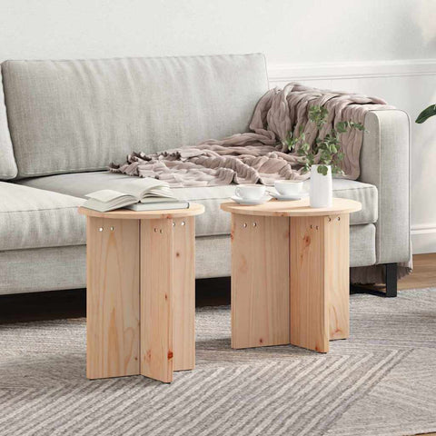 vidaXL Coffee Table 2 pcs Natural Solid pine wood