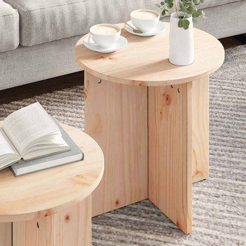 vidaXL Coffee Table 2 pcs Natural Solid pine wood