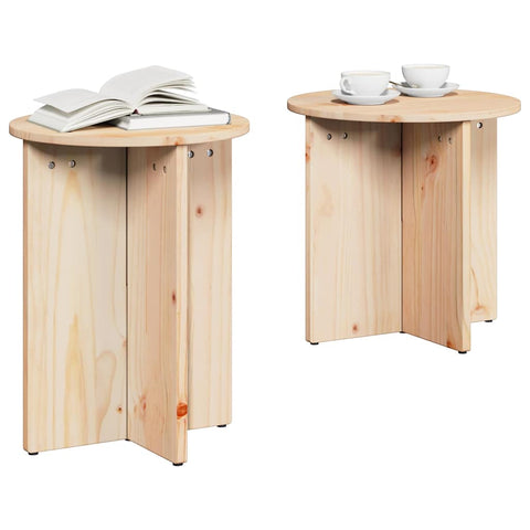 vidaXL Coffee Table 2 pcs Natural Solid pine wood