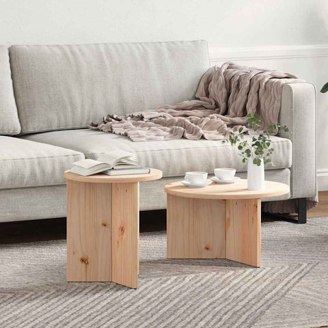 vidaXL Coffee Table Set 2 pcs Natural Solid pine wood