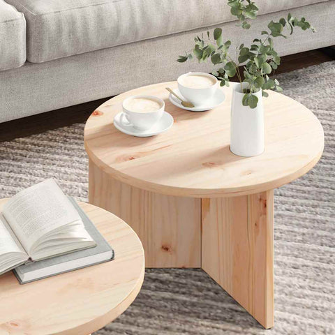 vidaXL Coffee Table Set 2 pcs Natural Solid pine wood
