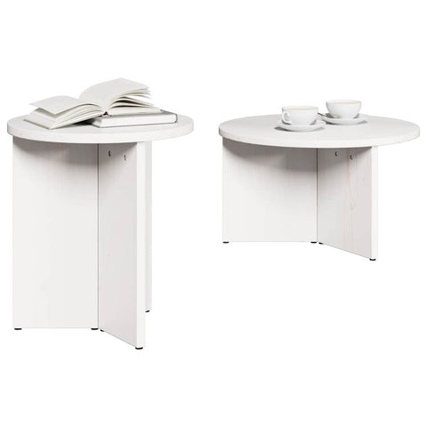 vidaXL Coffee Table Set 2 pcs White Solid pine wood