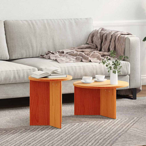 vidaXL Coffee Table Set 2 pcs Wax brown Solid pine wood