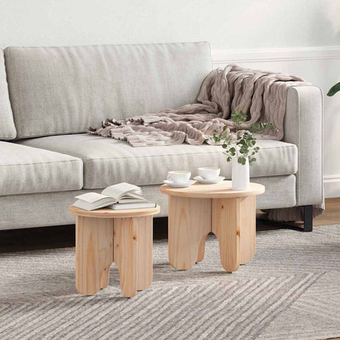 vidaXL Coffee Table Set 2 pcs Natural Solid pine wood