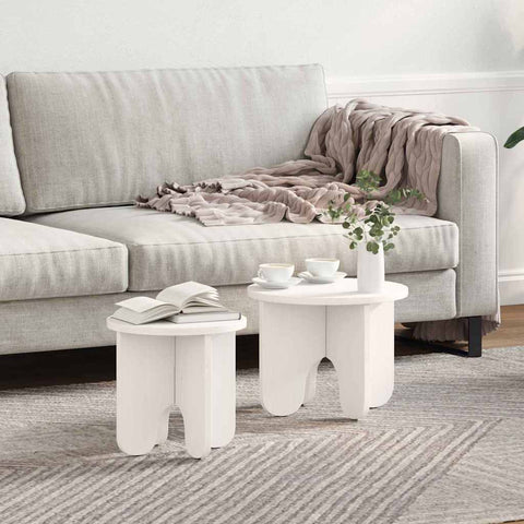 vidaXL Coffee Table Set 2 pcs White Solid pine wood