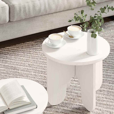 vidaXL Coffee Table Set 2 pcs White Solid pine wood