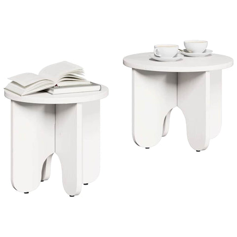 vidaXL Coffee Table Set 2 pcs White Solid pine wood