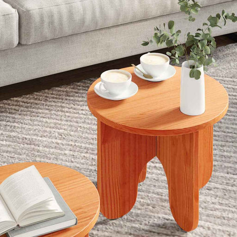 vidaXL Coffee Table Set 2 pcs Wax brown Solid pine wood