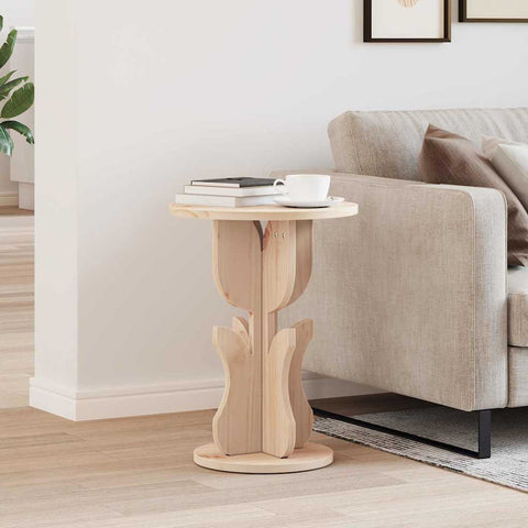 vidaXL Side Table Natural Solid pine wood