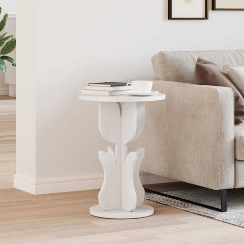 vidaXL Side Table White 39.5 x 39.5 x 53.5 cm Solid pine wood