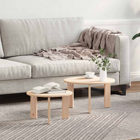 vidaXL Coffee Table Set 2 pcs Natural 47.5 x 47.5 x 27 cm