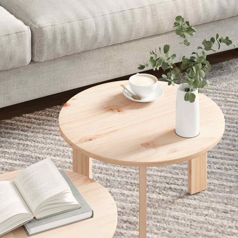 vidaXL Coffee Table 2 pcs Natural 47.5 x 47.5 x 27 cm Solid Pine wood