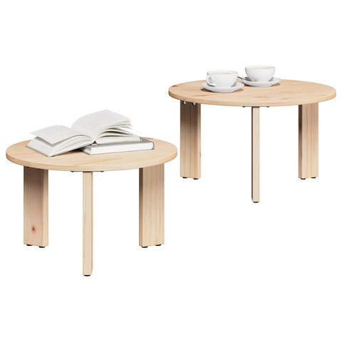 vidaXL Coffee Table Set 2 pcs Natural 47.5 x 47.5 x 27 cm