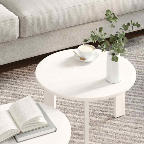 vidaXL Coffee Table 2 pcs White 47.5 x 47.5 x 27 cm Solid Pine wood