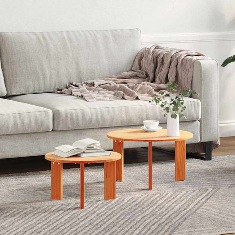 vidaXL Coffee Table Set 2 pcs Wax brown 47.5 x 47.5 x 27 cm