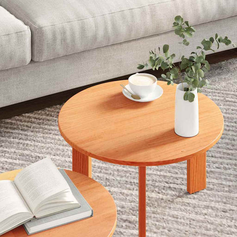 vidaXL Coffee Table Set 2 pcs Wax brown 47.5 x 47.5 x 27 cm